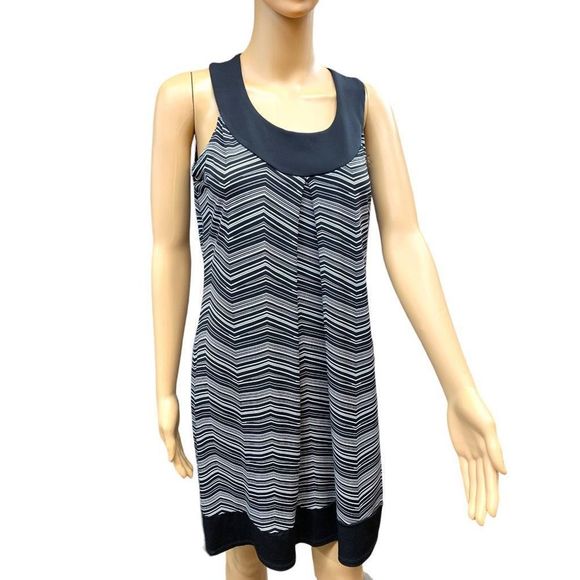 Enfocus Studio Black/White Geometric Sleeveless Dress 8 (K-012) - Picture 1 of 6